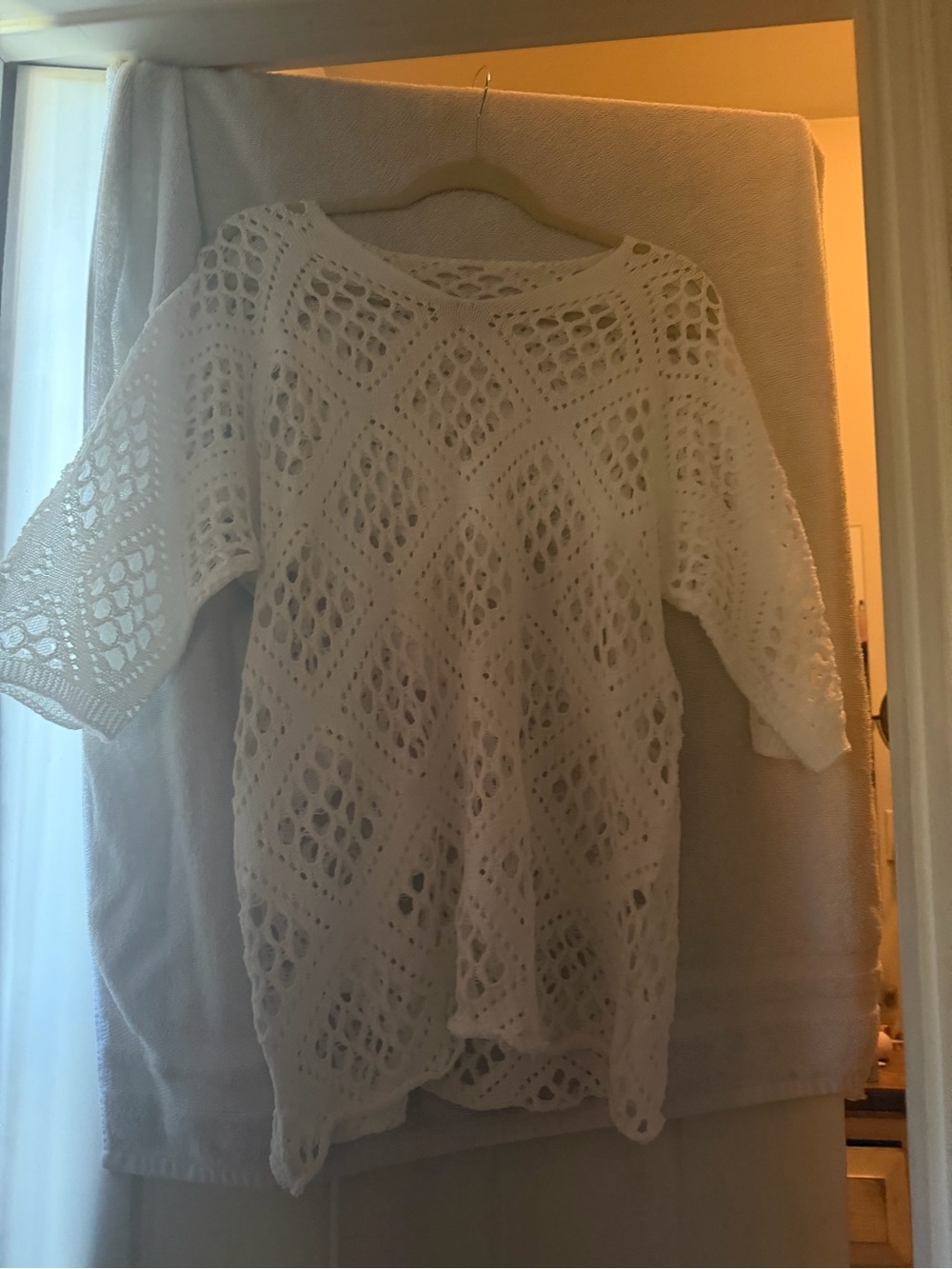 White Open-Knit Women's Sweater